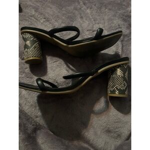 A New Day Black Sandals with Patterned Block Heel